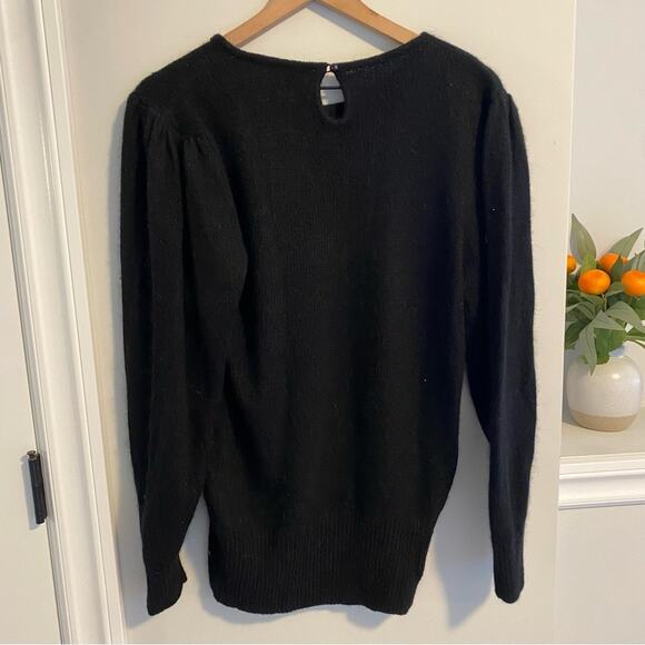 Vintage Cedars Black Embellished Beaded Sequin Silk Angora Sweater Small - Picture 10 of 12